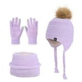 thumbnail image 4 of PuSpu 4-10 Years Old Boys And Girls Winter Outdoor Plus Velvet Warm Girls and Boys's Ear Protection Knitted Wool Hat Neck Glove Three-piece Set, 4 of 4