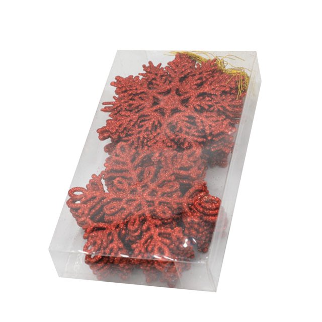 Gibobby Navidad espumoso de nieve colgante árbol de Navidad decoración colgante conjunto de nieve árbol de Navidad decoración regalo una caja de 24 piezas(Rojo)