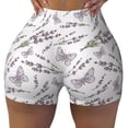 thumbnail image 2 of Uemuo Lavender And Butterfly Pattern Women Workout Impact Shorts Scrunch Butt Lifting Gym Shorts Seamless Booty Biker Shorts-Medium, 2 of 8