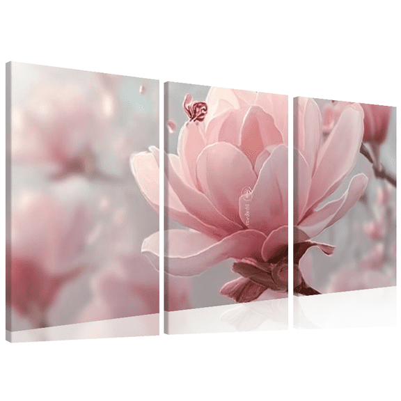 3pcs 2D/Flat Print, Art Style Modern Pink Flower Scenery, Home Decor, Wall Art, Room Decor, Printing, Holiday Gift, Living Room, Bedroom, Dining Room, Office Decoration Hanging Picture