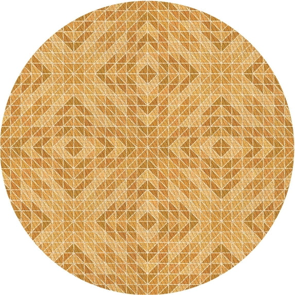 Ahgly Company Indoor Round Patterned Neon Orange Area Rugs, 3' Round