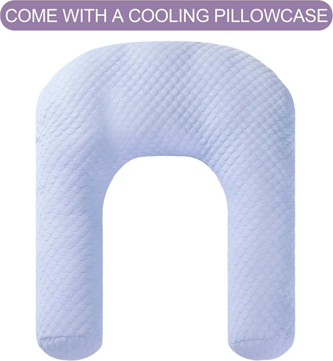 Cooling U Shaped Pillow for Neck, Contour Shoulder Pillow for Side Sleepers, Ergonomic Body Pillows for Adults, Hug Pillow with Washable Cover for Back, Shoulder Pressure Reduce (Light Blue)