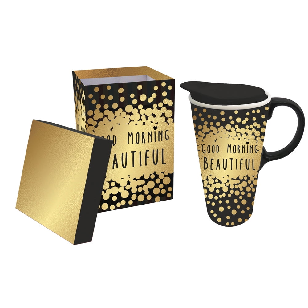 Cypress Home Good Morning Beautiful Ceramic Travel Coffee Mug 17 Cypress Home Good Morning Beautiful Ceramic Travel Coffee Mug 17 Ounces