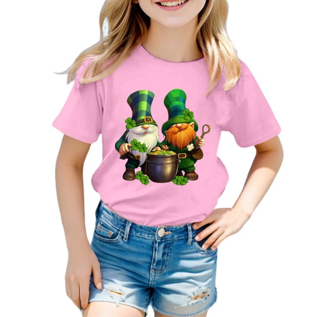 FAOWME T-Shirts pour Adolescentes Filles Manches Courtes Nom de Ville Imprimés T-Shirts Tendance Hauts Roses 10-11 Ans