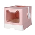 thumbnail image 2 of BingoPaw Cat Litter Box Pet Litter Boxes Toilet with Scoop Drawer Portable Foldable Pink, 2 of 10