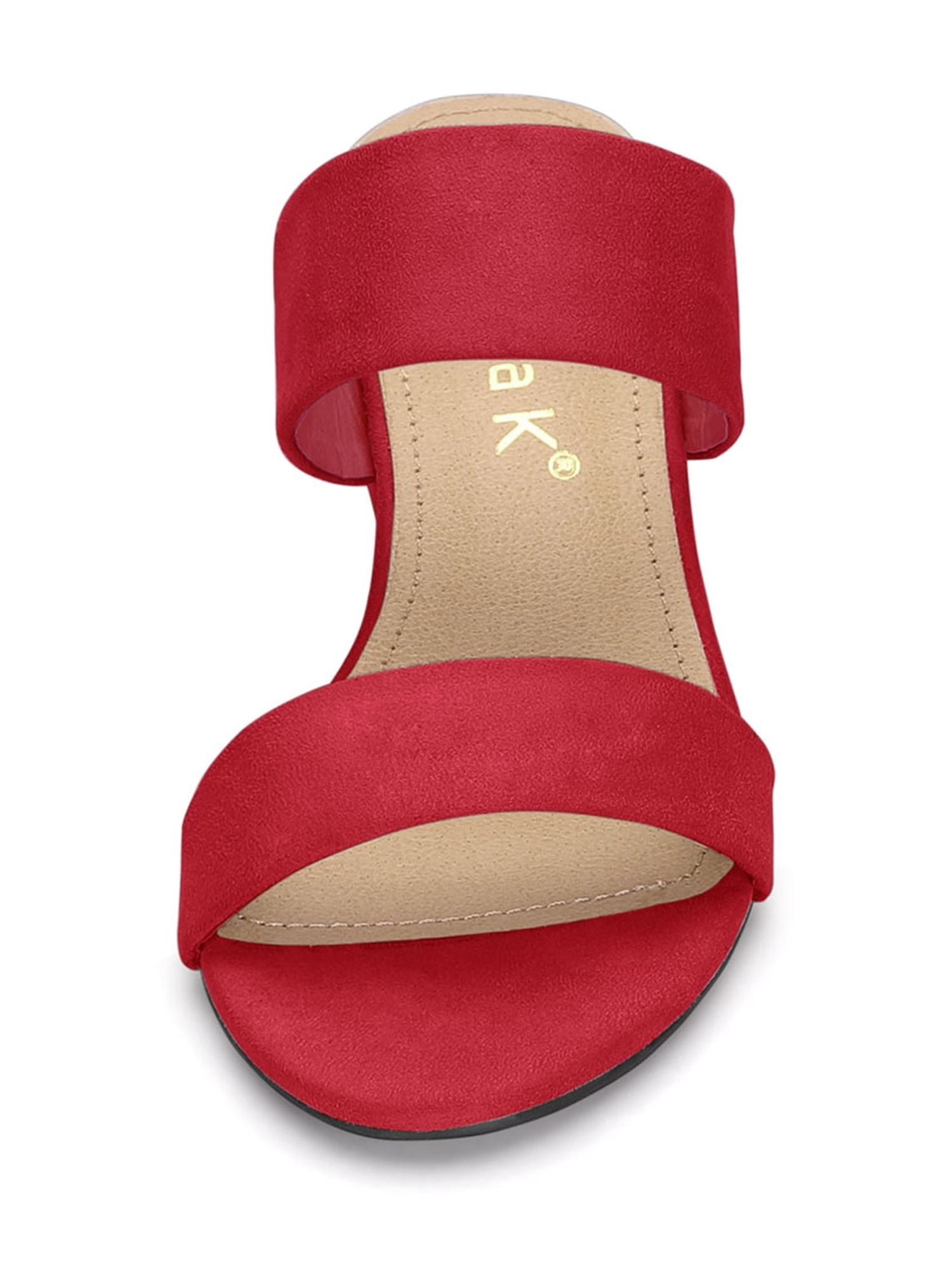 DARING DIVA Stylish Women's Block Heel Dual Straps Slide Sandals 8.5 Red
