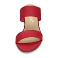 thumbnail image 5 of BLISSFUL STEP Women's Shoes Dual Straps Mid Block Heel Slide Sandals Red 6, 5 of 8