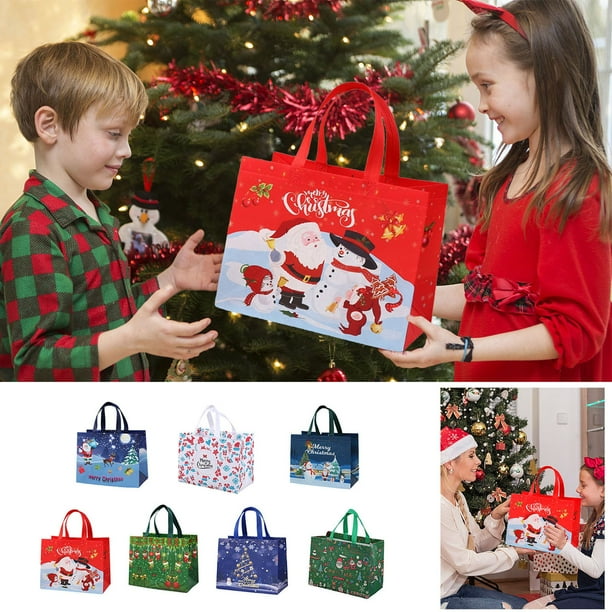 Vikakiooze Christmas Non Woven Bags Christmas Reusable Grocery Bags Multipurpose Non woven Large Gift Bag Waterproof Reusable Goodie Bags For Holiday