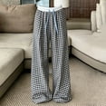 thumbnail image 7 of ClodeEU Women's Plaid High Waisted Wide Leg Pants ,Loose Fit Straight Floor Length Trousers for Summer Black,Women's Plus L, 7 of 7