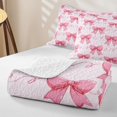 thumbnail image 4 of Erosebridal Cartoon Bow Twin Quilt Set, Princess Bowknot Twin Coverlet Set, Pink Reversible, Pastel Pink, 2-Piece (1 Bedspread and 1 Pillowcase), 4 of 7