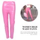 thumbnail image 4 of 1 UNID LEGGINGS DE CUERO PANTALONES ALTA PANTALONES DE LAS MUJERES MEDIAS ELÁSTICAS PANTALONES DE MODA, 4 of 5