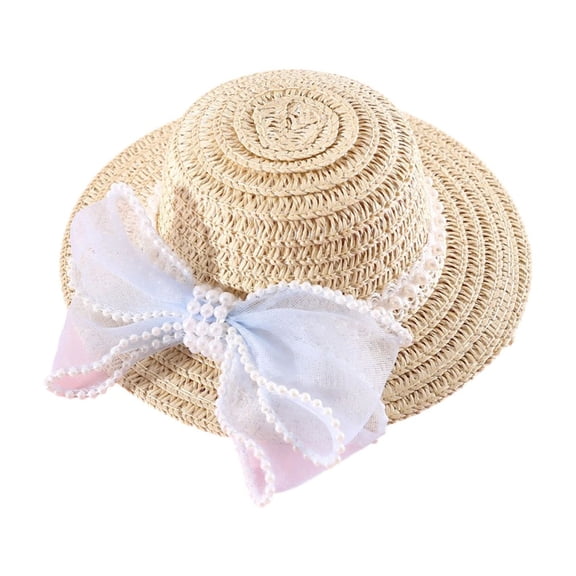 Cute Dogs Straw Hat Sunproof Dogs Spring Summer Travel Sun Hat for Photography