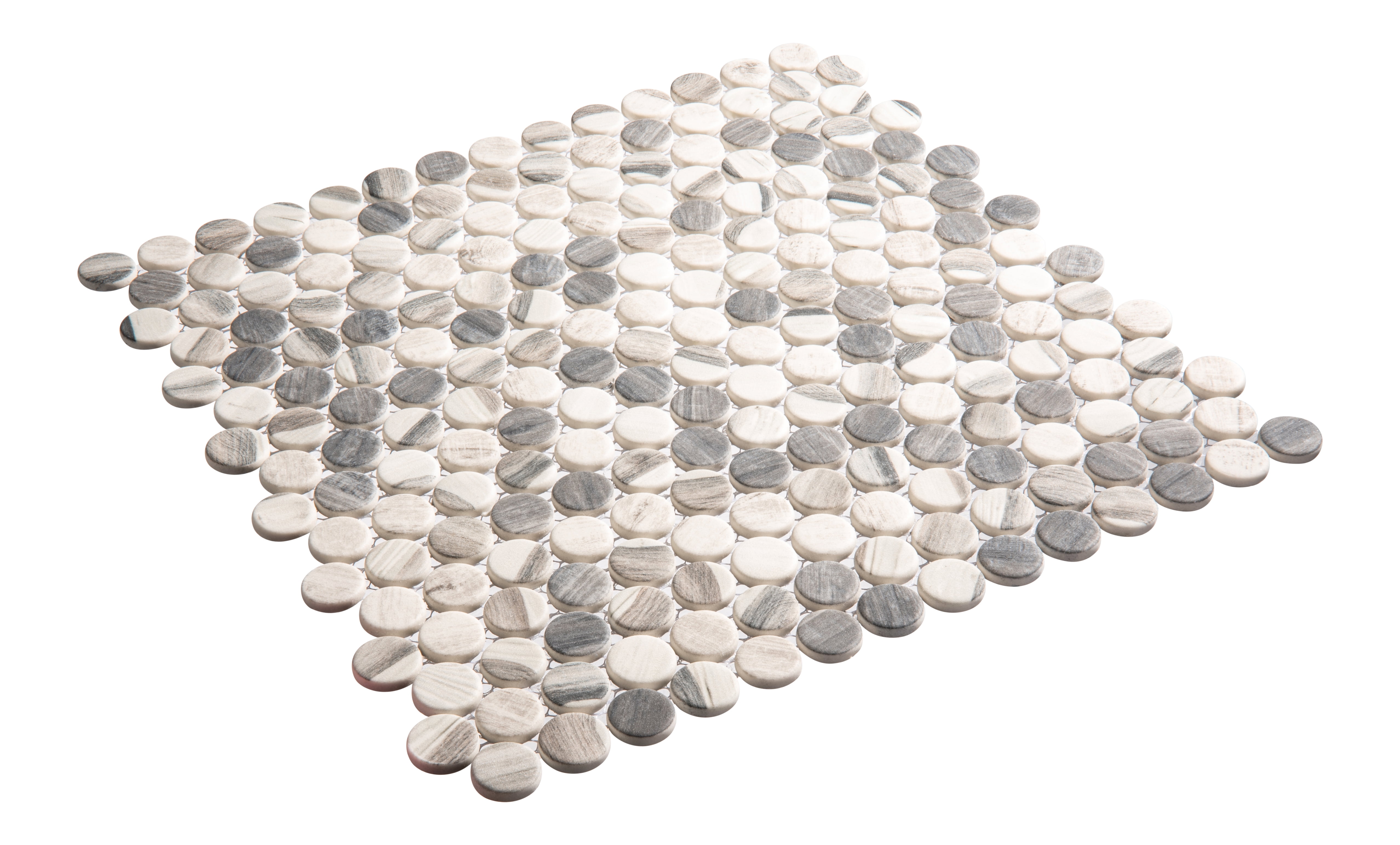 Dexo Rei Gray 1-in. Penny Round Matte Glass Mosaic Wall & Floor Tile