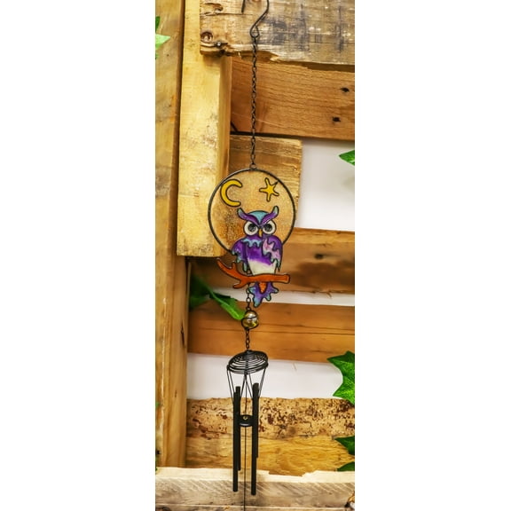 Woodland Gem Owl Resonant Relaxing Black Coated Copper Wind Chime Garden Patio