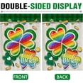 thumbnail image 3 of St Patricks Day Luck Shamrock Clover Decorative Garden Flag, Rainbow Gold Coin Farmhouse Yard Outside Home Decorations, Spring Irish Plaid Burlap Outdoor Small Decor Double Sided 12 x 18, 3 of 6
