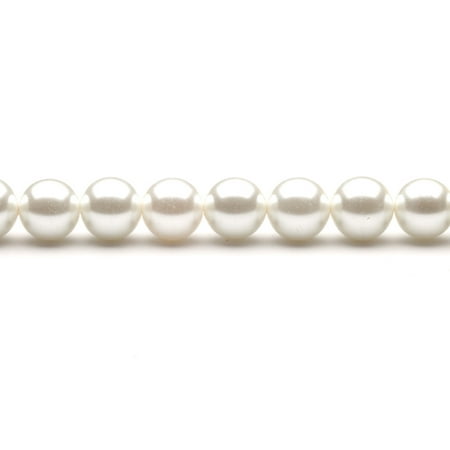 12mm Round Cream-Tone White Glass Pearls 16Inch Sting 38-Bead Count