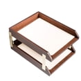 thumbnail image 2 of Leather Letter Trays, Chocolate Brown (A3420) - Double Desk Organizer - Stackable File Holder - Felt Lined - Top Grain Leather - Office & Home Use, 2 of 5