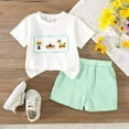 thumbnail image 2 of Boys Clothes Toddler Kids Summer Cotton Cartoon Embroidery Sleeveless Casual 0 6 12 18 24 Months 2T 3T Tees and Shorts Baby Outfit Set 2 Piece, 2 of 6