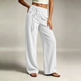 thumbnail image 6 of Gytharion Women's Fashion Corduroy Pants Solid Color Drawstring Elastic Waist Loose Pants Casual Wide Leg Trousers with Pockets, 6 of 6