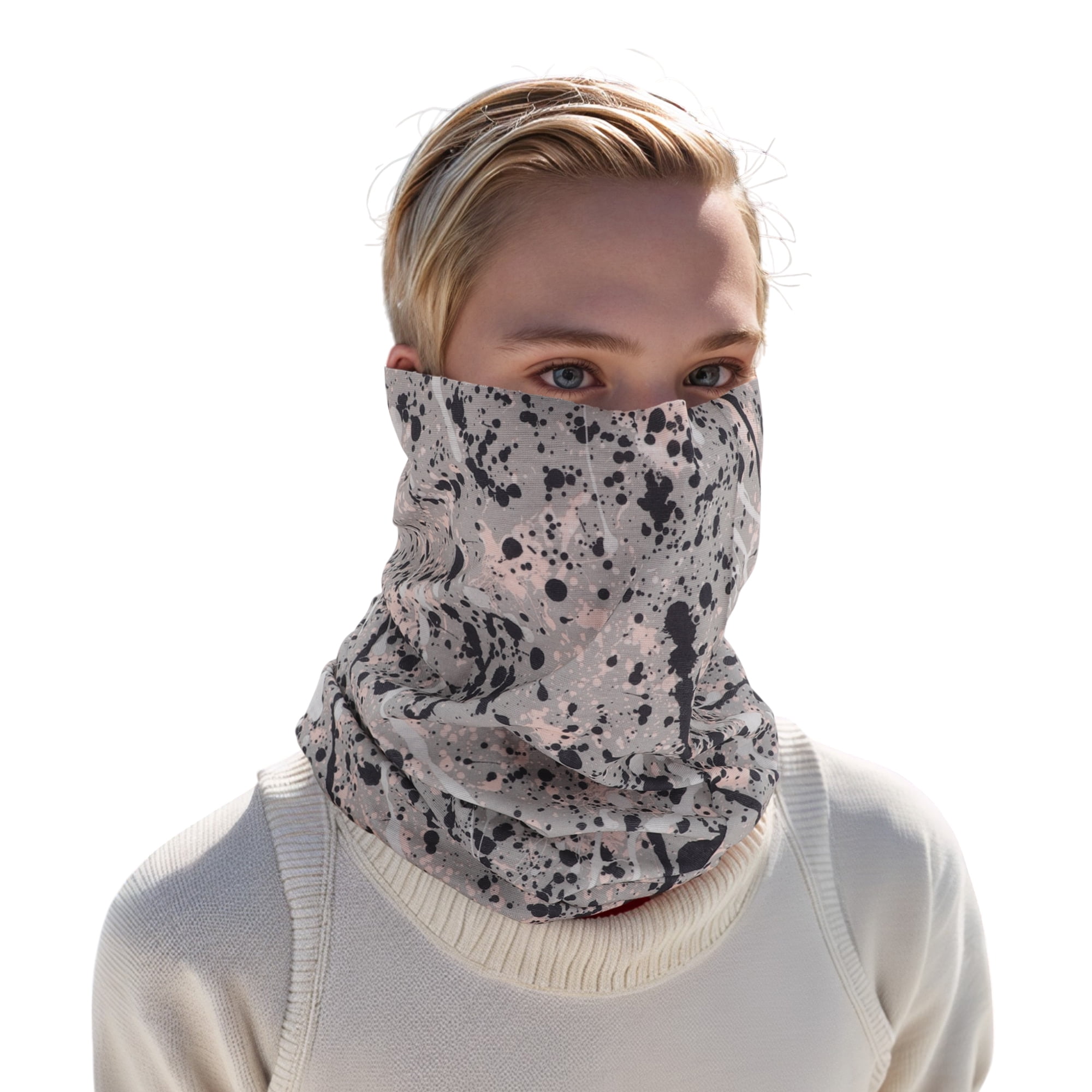 Unique Bargains Face Scarf Mask Gray Black 1 Pc