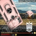 thumbnail image 4 of Phone Case for Moto G Stylus 5G 2021 Case, Motorola G Stylus 5G Phone Case with Slide Camera Cover & Screen Protector (2Pcs), 360°Rotation Ring Kickstand for Motorola Moto G Stylus 5G 2021, Rose Gold, 4 of 8