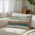 thumbnail image 3 of Farmhouse Teal Brown Throw Pillow Cover, Pillowcase Protectors with Zipper, Breathable Decorative Lumbar Pillow Case Cover, Retro Ombre Wooden Pillow Shams for Couch Sofa 16x24Inch, 3 of 8