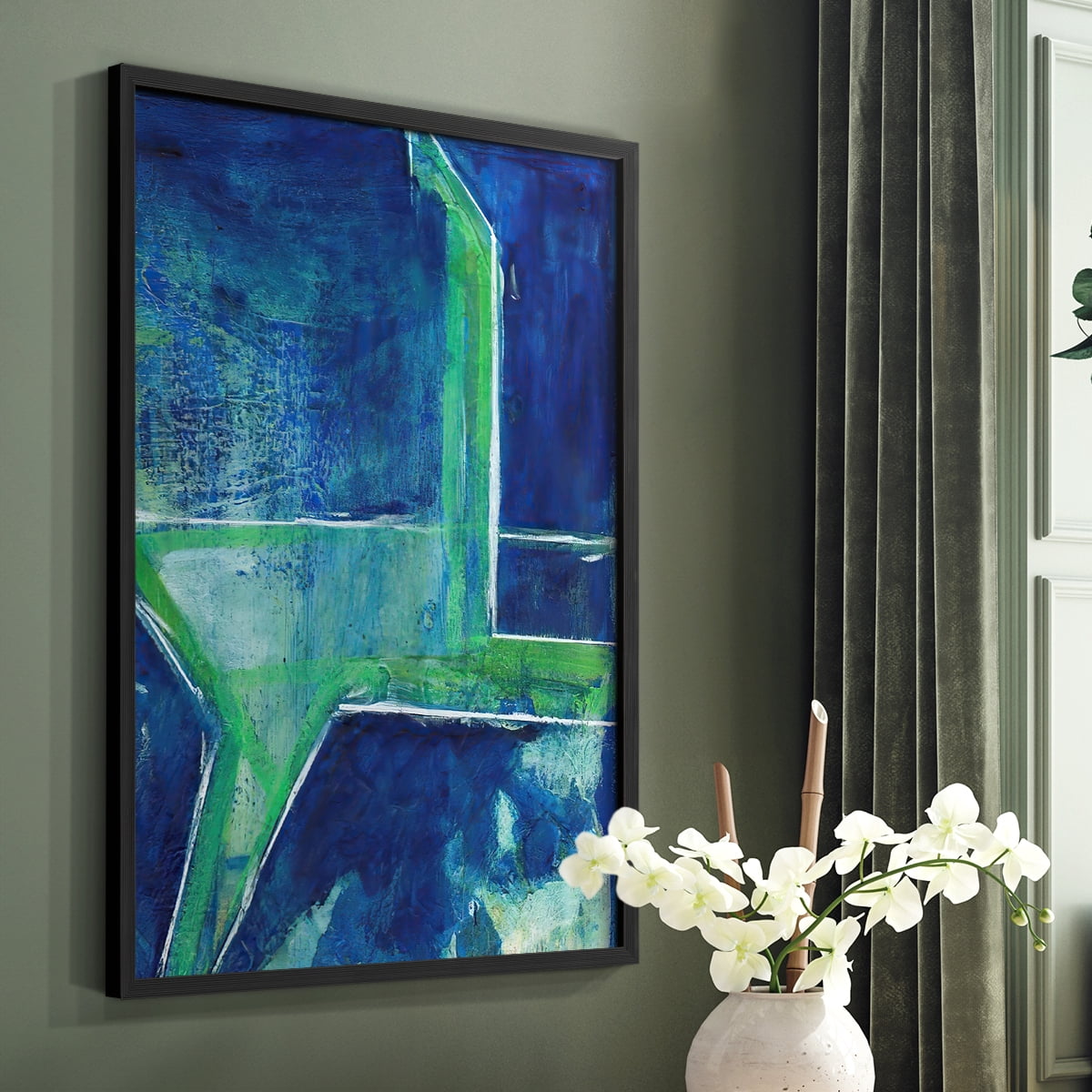 Geometric in Cool VIII Framed Print in Black Solid Wood Framed Print No Nail Hanging