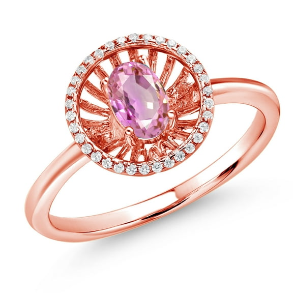 Gem Stone King 18K Rose Gold Plated Silver Pink Sapphire Ring for Women (1.08 Cttw, Oval 6X4MM, Gemstone September Birthstone, Size 6)