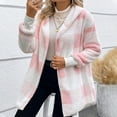 thumbnail image 5 of ZQUUVOU Sherpa Jacket Women Fuzzy Fleece Open Front Hooded Cardigan Soft Pajamas Shirts (Pink,2XL), 5 of 5