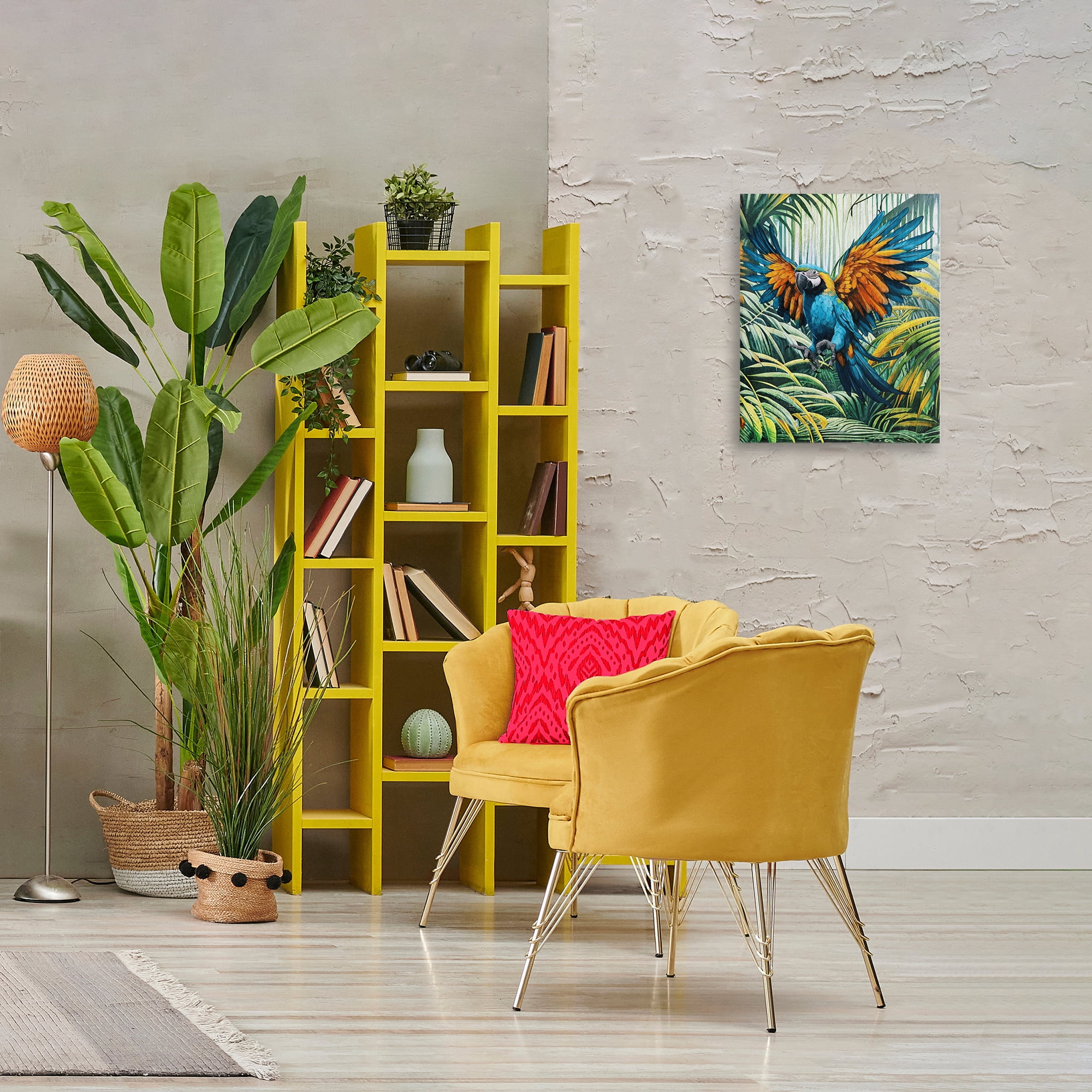 Stupell Industries Parrot in Flight Animals Painting Wrapped Canvas Art Print Wall Art, 16 x 20