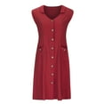 thumbnail image 6 of Idoravan Summer Dresses for Women Women's Summer Solid Color V-neck Soft Comfortable Sleeveless Vest Dress, 6 of 6