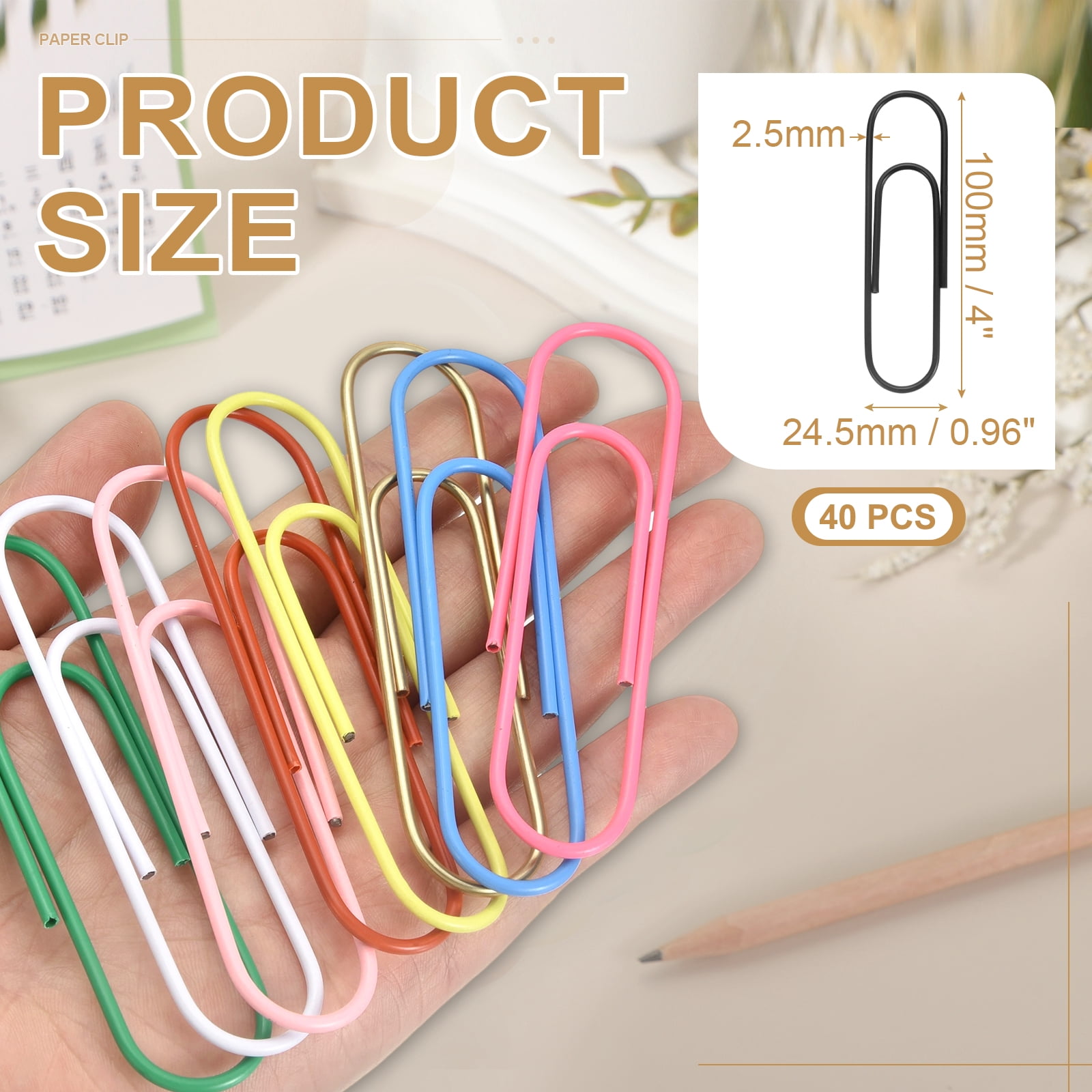 Uxcell 4 Inch Large Paper Clip, 40Pcs Big Paper Clip Metal Giant Extra Large Rust-proof Strong Bulk for Home Office Supplies Organizing Files Document Bookmark, Black