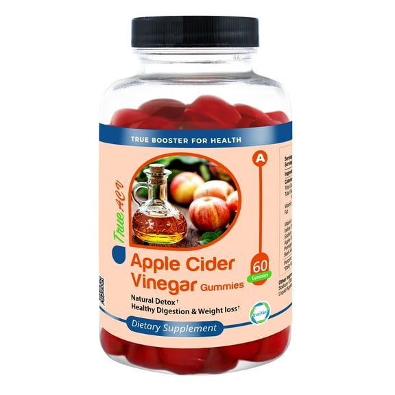 TrueMed Apple Cider Vinegar Gummies, 60 Gummies, Natural Detox and Weight Loss
