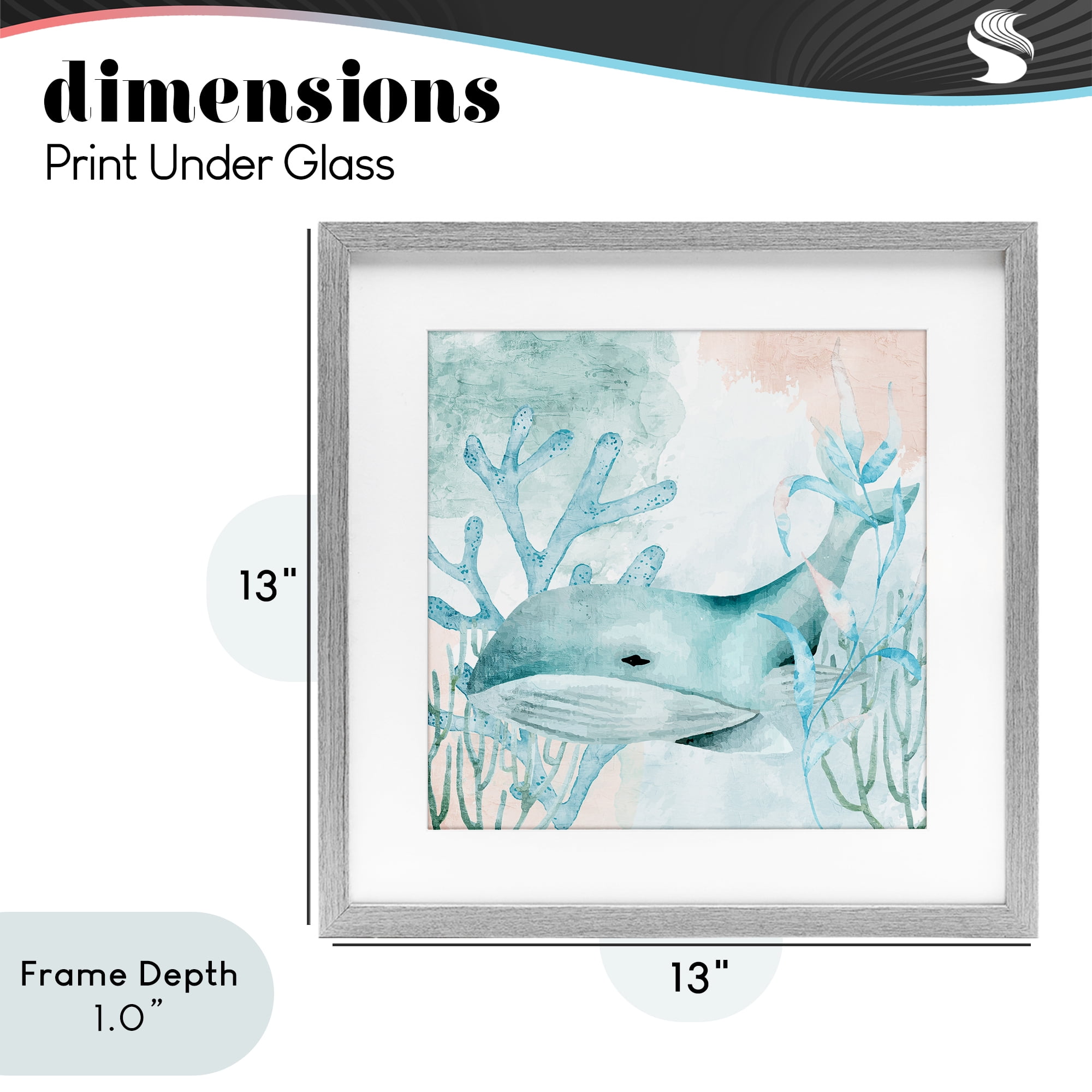 Stupell Industries Whale Sea Swim Gray Framed Print Under Glass, design by Kim Allen