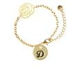 thumbnail image 2 of Delight Jewelry Goldtone Large Disc Letter - D - 3/4'' Gold-tone Flower Link Chain Bracelet, 6.75"+2" Extender, 2 of 4