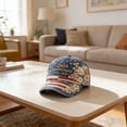 thumbnail image 6 of 250 Anniversary USA Hat 250Th Birthday 1776-2026 Embroidered Distressed Denim Cap Adjustable Baseball Cap for Women Men #01 Blue, 20x18x3 cm, 6 of 6