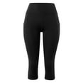 thumbnail image 5 of Capri Leggings for Women Tummy Control High Waisted Yoga Pants Knee Length Workout Gym Running Athletic Fitness Tights Black 00*yoga pants M, 5 of 6