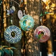 thumbnail image 6 of Topadorn Bird Feeders for Outdoors Hanging Bird Feeder, Wild Bird Seed for Outside Feeders and Garden Decoration Yard for Bird Watchers, Blue and Green Flower Glass Mosaic, 9" H, 6 of 8