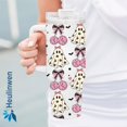 thumbnail image 4 of Halloween Tumbler 40Oz With Handle For Men, Women - Spirit Halloween Cup For Mom, Dad, Sister - Funny Spooky Gift, Halloween Kitchen Decor, Ghost Tumbler For Friend, Coworker (Lady Boo In Party), 4 of 6