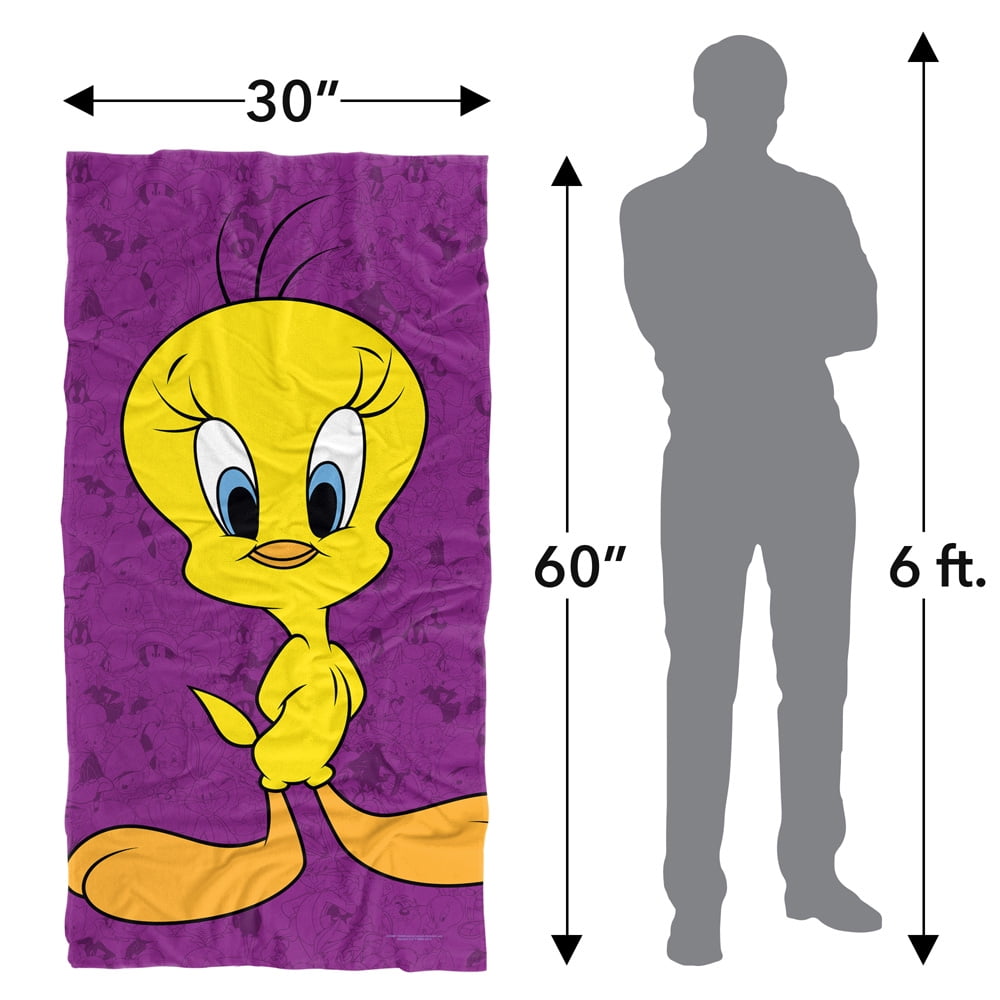 Looney Tunes Beach Towel, 30"x60" Tweety Bird Character Beach Towel