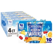(4 pack) Capri Sun Roarin' Waters Tropical Punch Flavored with other natural flavor Water Beverage, 40 ct Pack, 4 Boxes of 10 Drink Pouches