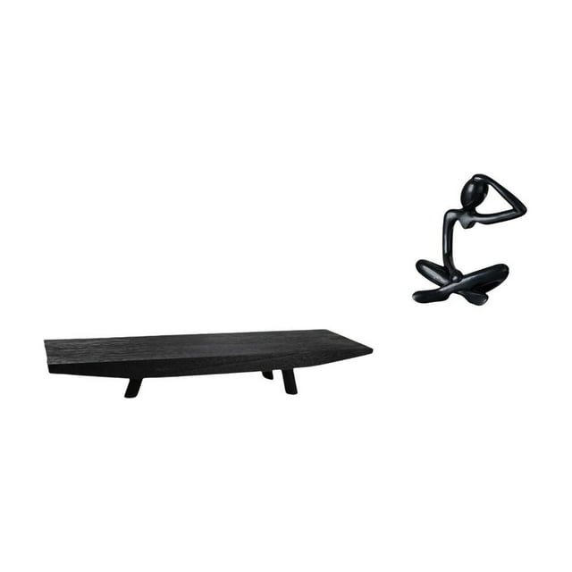 Bandeja de madera rústica y estatua de pensador abstracto, cuenco decorativo moderno para el hogar, mesa, estante, escritorio, boda, despensa, café, r