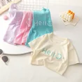 thumbnail image 3 of Camiseta de manga corta con cuello redondo de seda helada para niños, Top de Color puro, ropa para niños, colores caramelo, verano, 3 of 5