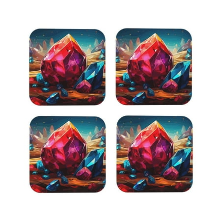 

Leather Coasters with Heat-resistant for Drinks Colorful Stone World Cup Coasters Cup Pad Mat for Tabletop Protection Coffee Table Office Desk and Housewarming Gift