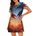 thumbnail image 1 of Fotbe Red And Blue Fire Cloud Dragon Bata de Dormir para Mujer con Estampado, Camisón de Algodón de Manga Corta, Ropa de Dormir Casual, 1 of 6