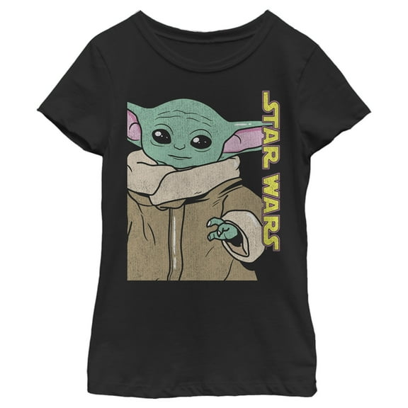 Girl's Star Wars: The Mandalorian Grogu Portrait  Graphic Tee Black X Small