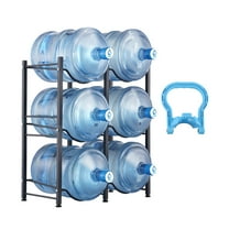 VEVOR 3 Tiers Water Jug Holder, 5 Gallon Water Bottle Holder, Double Row Water Bottle Rack for 6 Bottles, Heavy Duty Water Jug Rack for Kitchen, Office, Living Room, Black