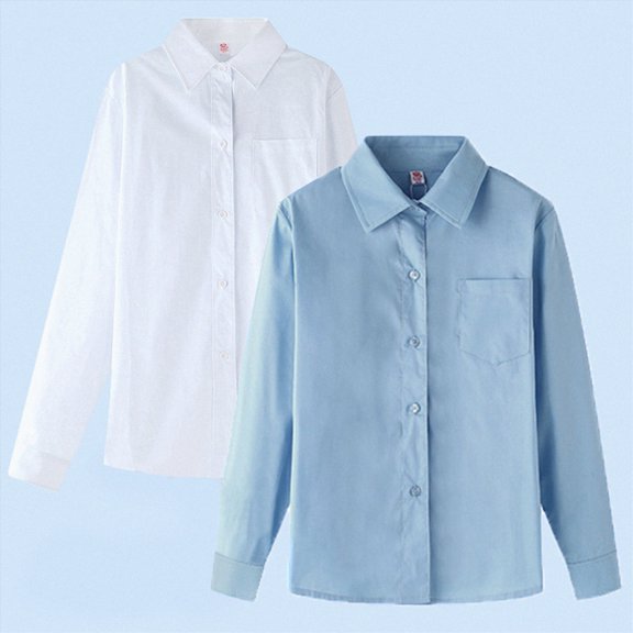 7-8T Little Kids Boys Uniform Shirts School Button Up Dress Shirts Kids Long Sleeve Solid Collared Oxford Shirt Kids Tops for 4-15T