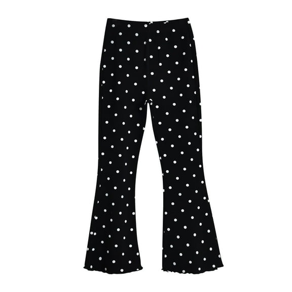 Ruyang Girls Polka Dot Flare Leggings Kids Cute Slim Pants Thin Cotton High Waist Bell Bottoms Soft Stretchy Trousers