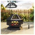 thumbnail image 3 of 28" Outdoor Fire Pit with Grill - Hexagon Wood Burning Fireplace - Spark Screen & Poker - Portable Patio Firepit for Camping, 3 of 9